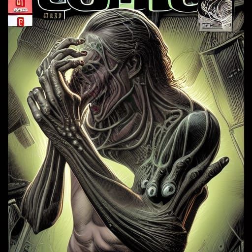 Giger-esque Celtic Knot of Intertwined Fingers