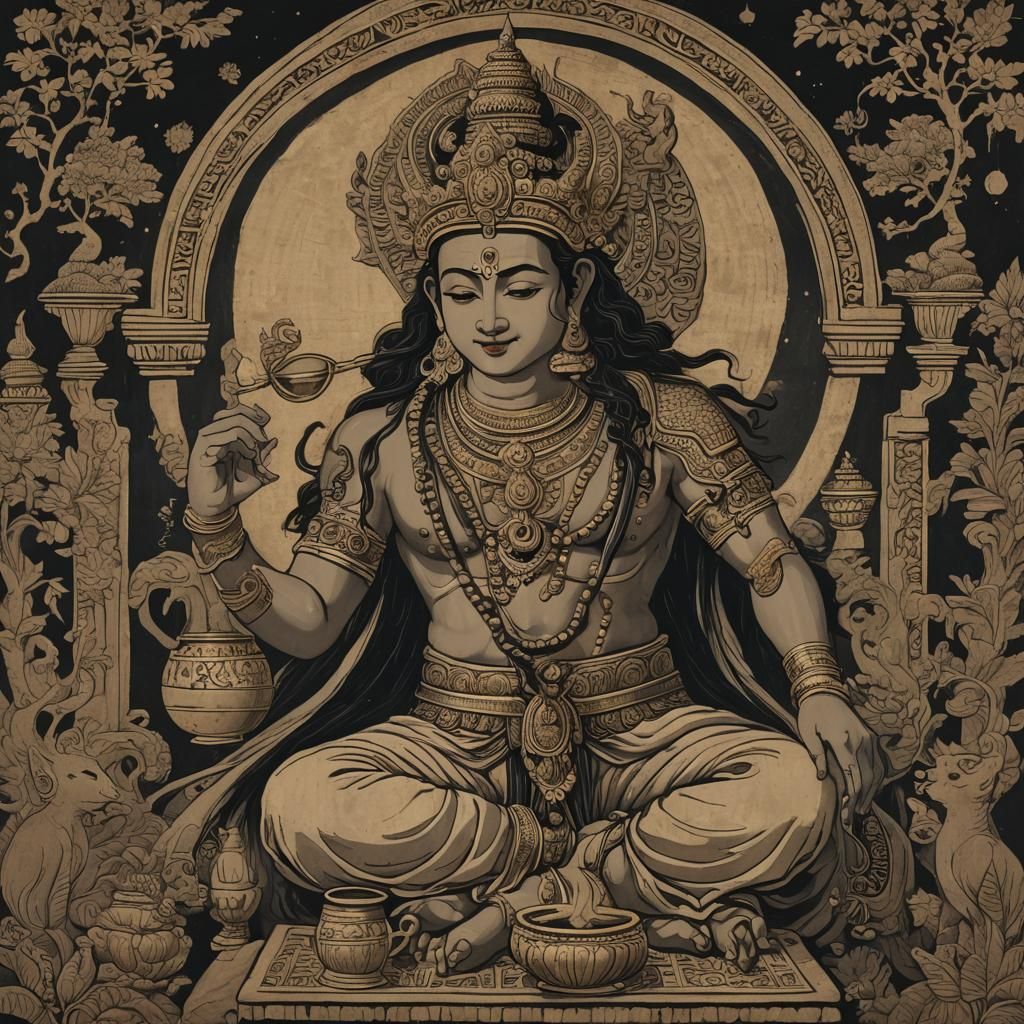 Indra Drinking Soma: A Vision of Hindu Mythology