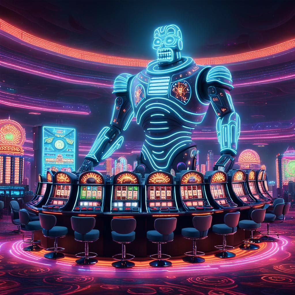 Colossal Casino Entity in Glowing Matte Painting Style