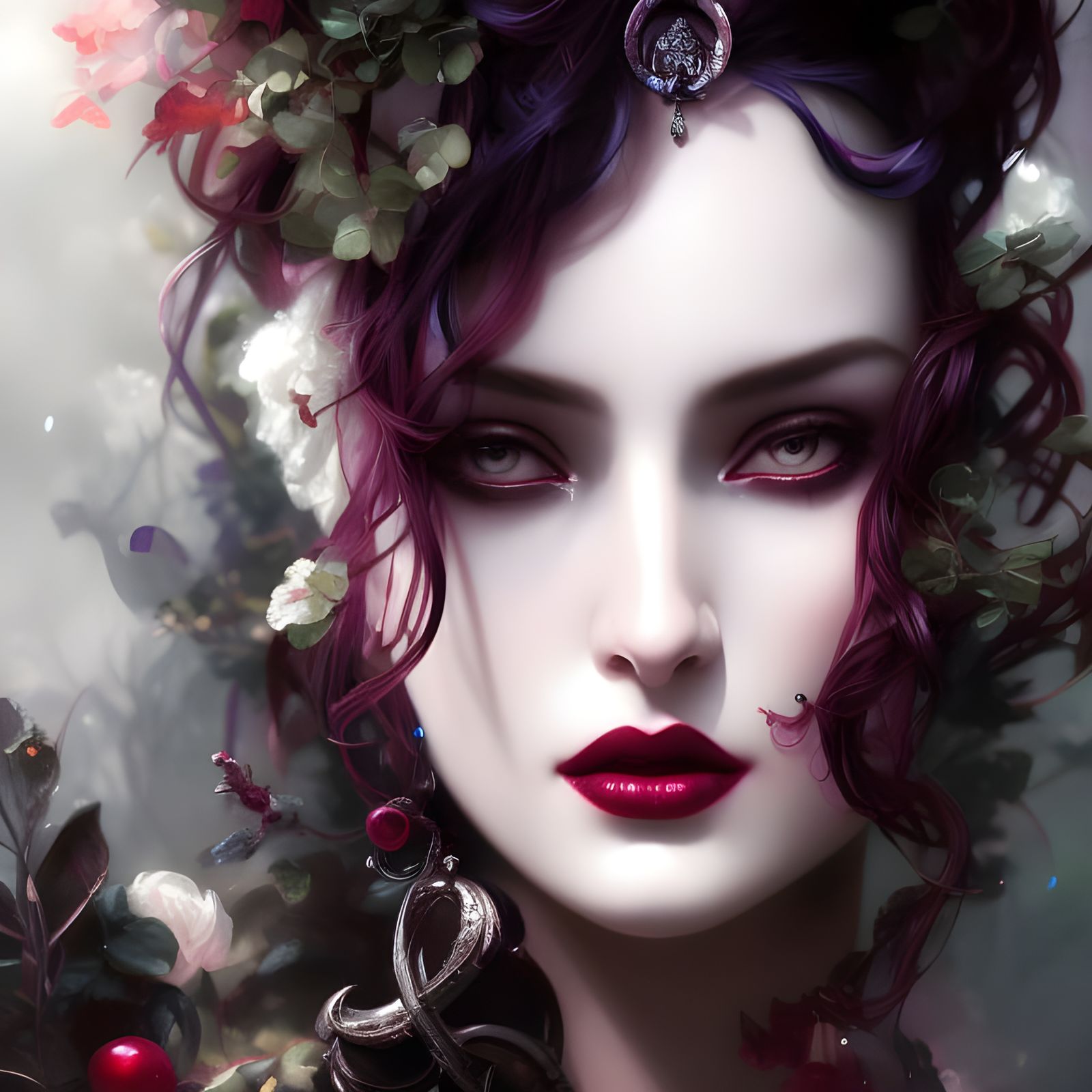 Gothic Enchantress Portrait in Dark Art Style