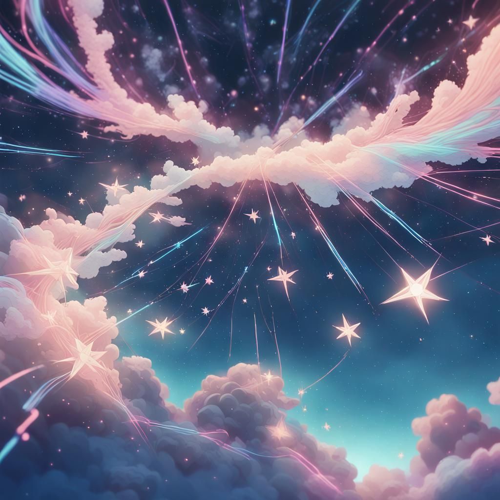 Anime Stars Twinkling in Night Sky