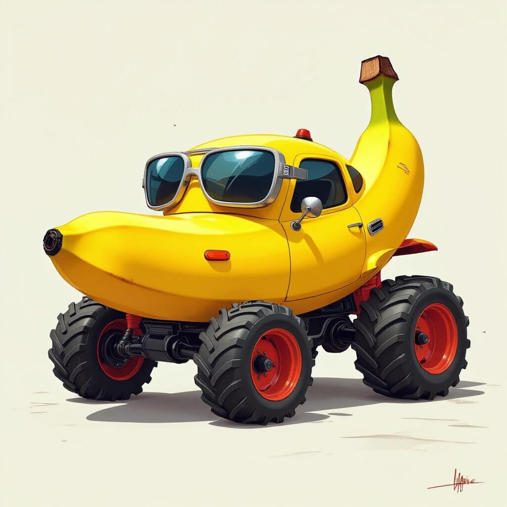 Banana Car: Futuristic Design Meets Playful Illustration