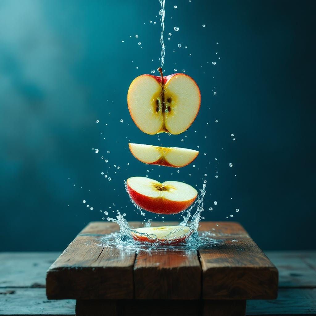 Surreal Levitating Apple Slice Still Life