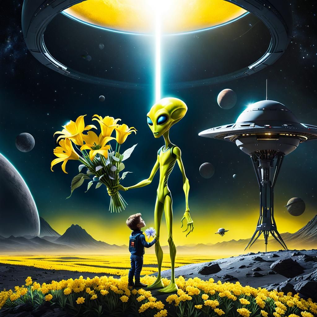 Boy's Gift to Alien: Anime-Style First Contact