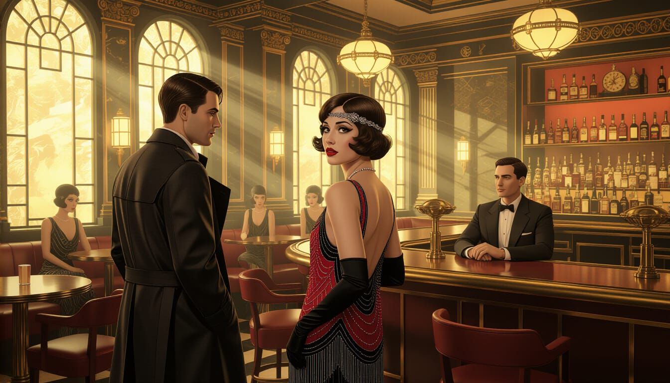 Flapper in Speakeasy, Art Deco Style