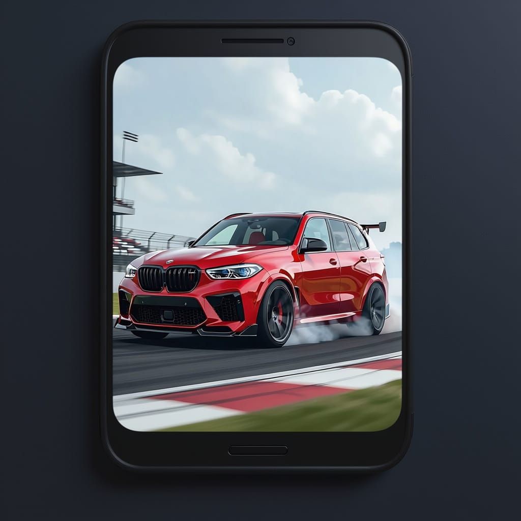 Red BMW X5 Drifting on Racetrack