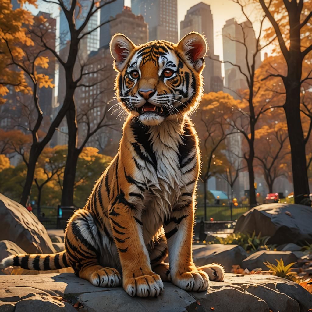 Tiger Cub in Central Park: Comic Book Art