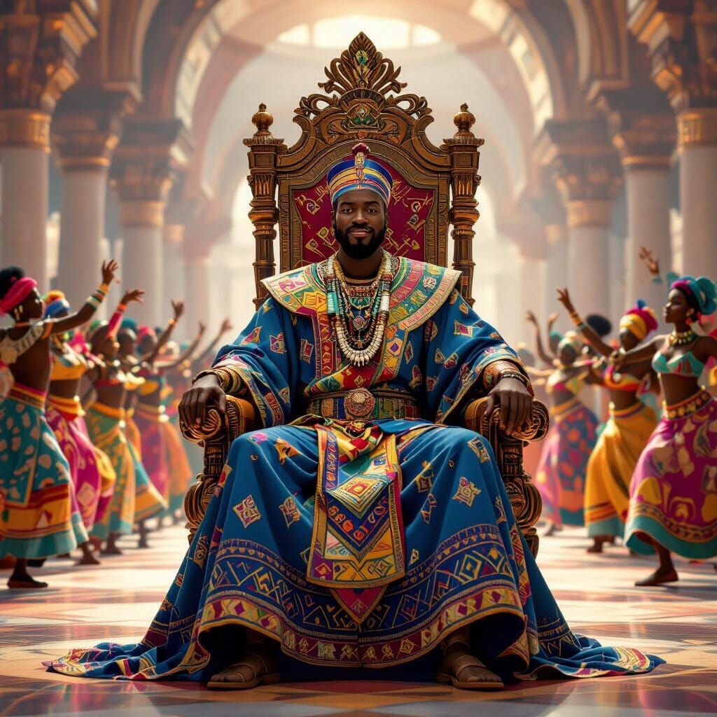 African King in Palace, Pixar Style