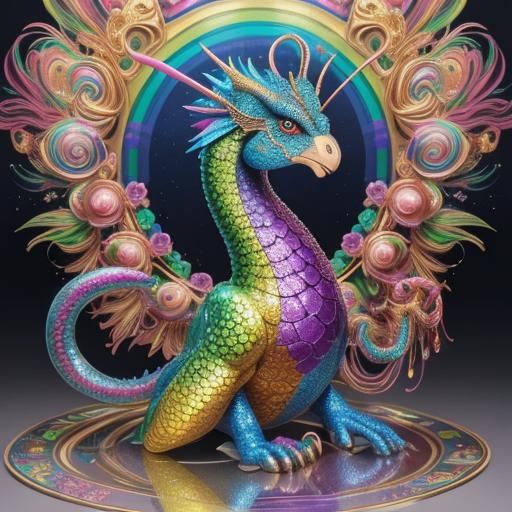 Candy Art: Woman with Rainbow Dragon Serpent
