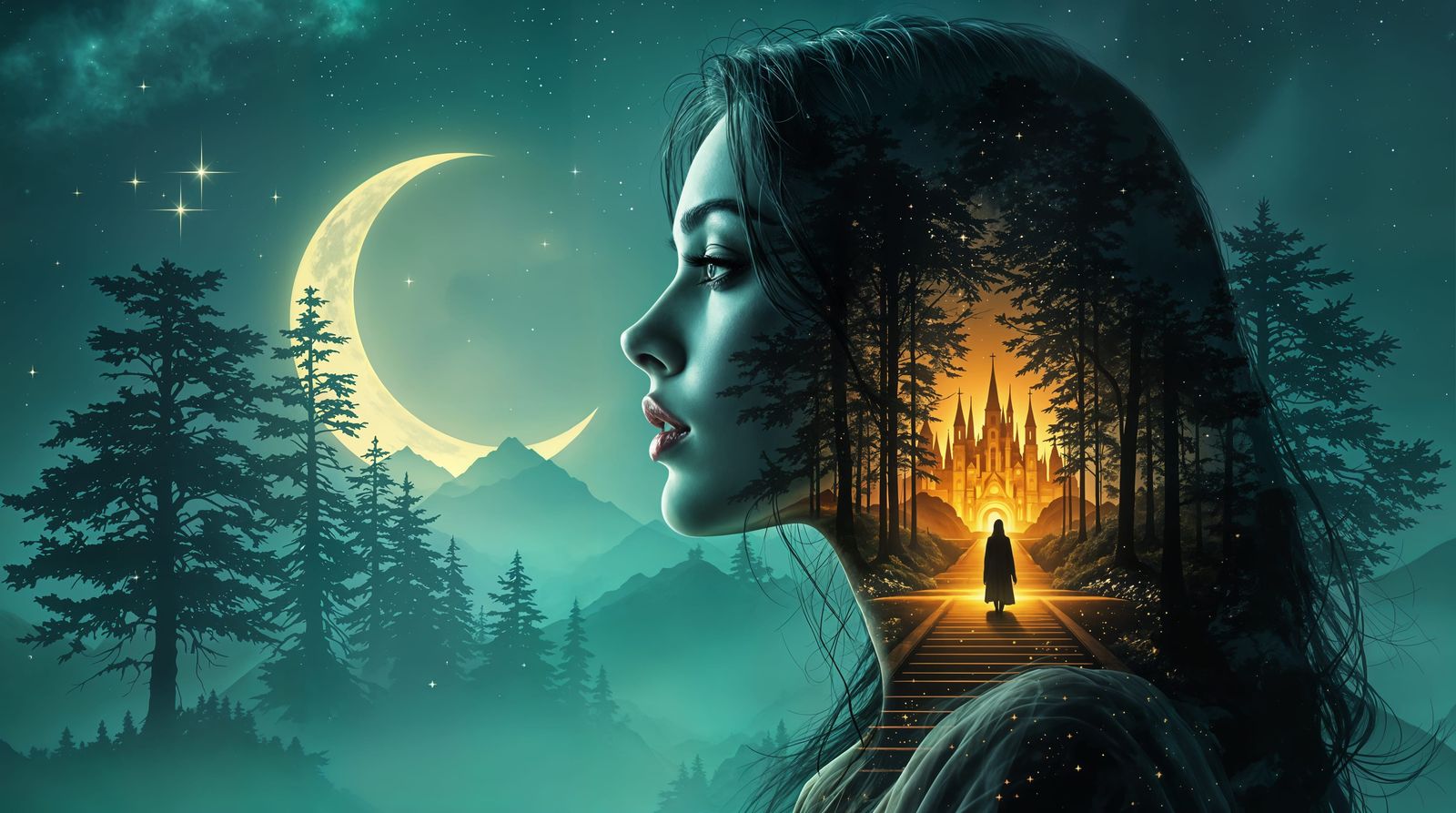 Surreal Dream Portal to a Golden City