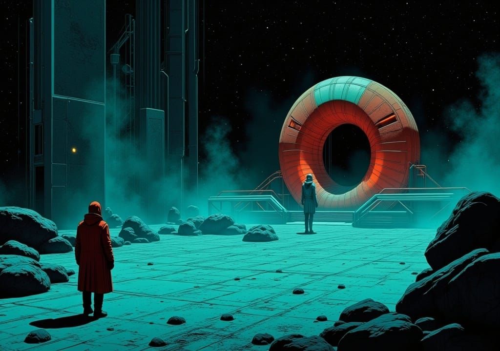 Moebius-Inspired Bioshock Scene with Water Reflections