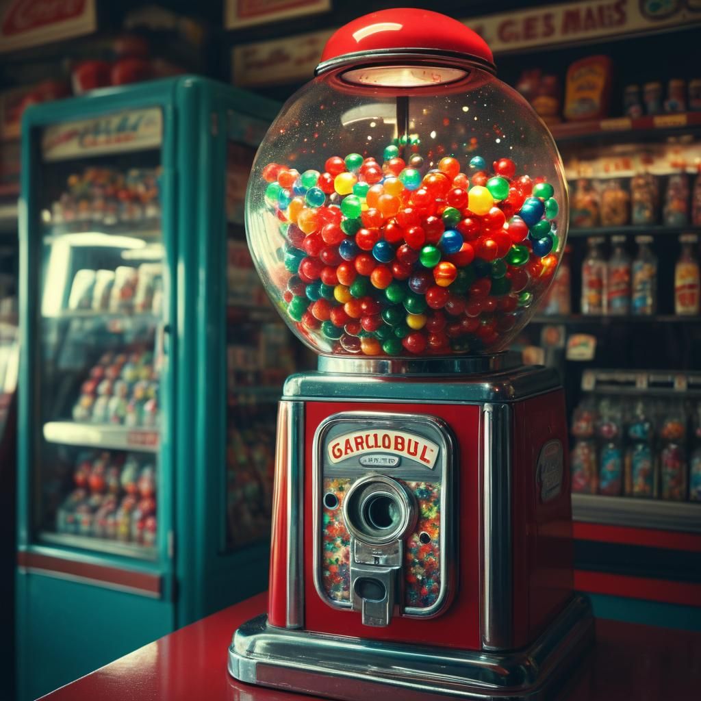Retro Gumball Machine Filled with Galactic Nebulas