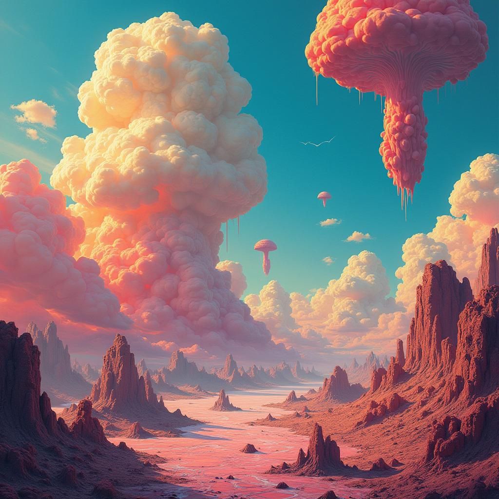 Surreal Dreamscape in Detailed Analytical Art Style