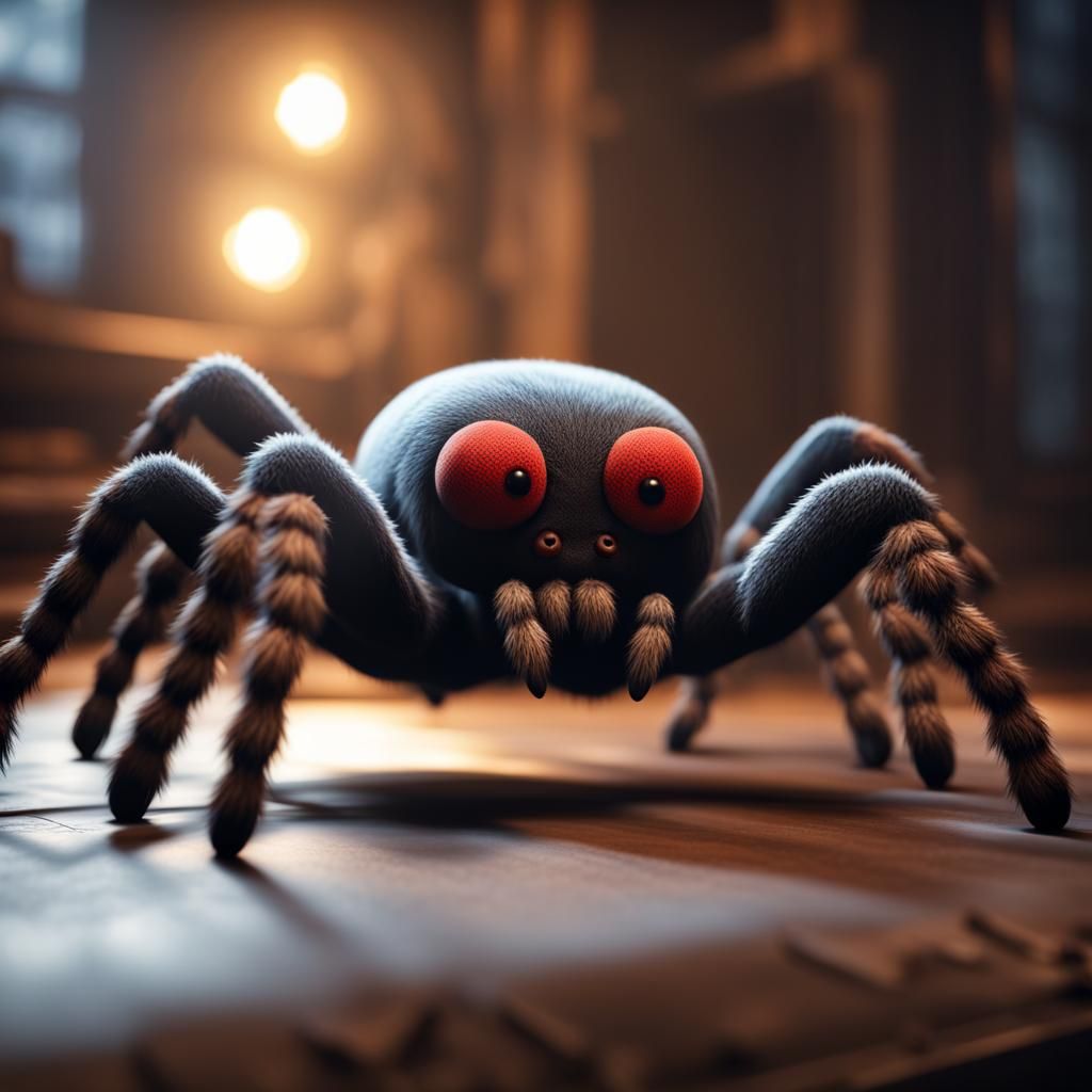 Large Stuffed Toy Spider in 3D Game Style