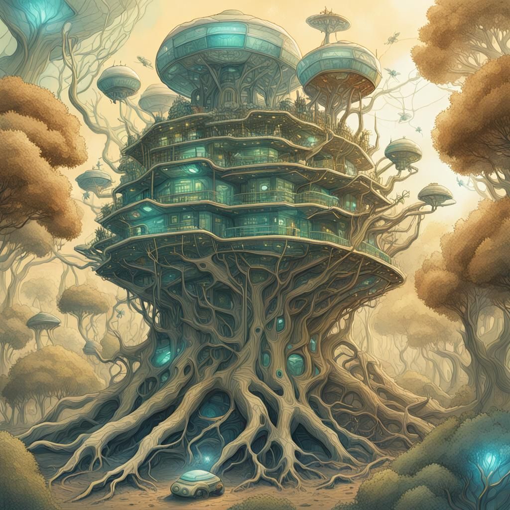 Ant Colony Spaceship Construction: Steampunk Concept Art