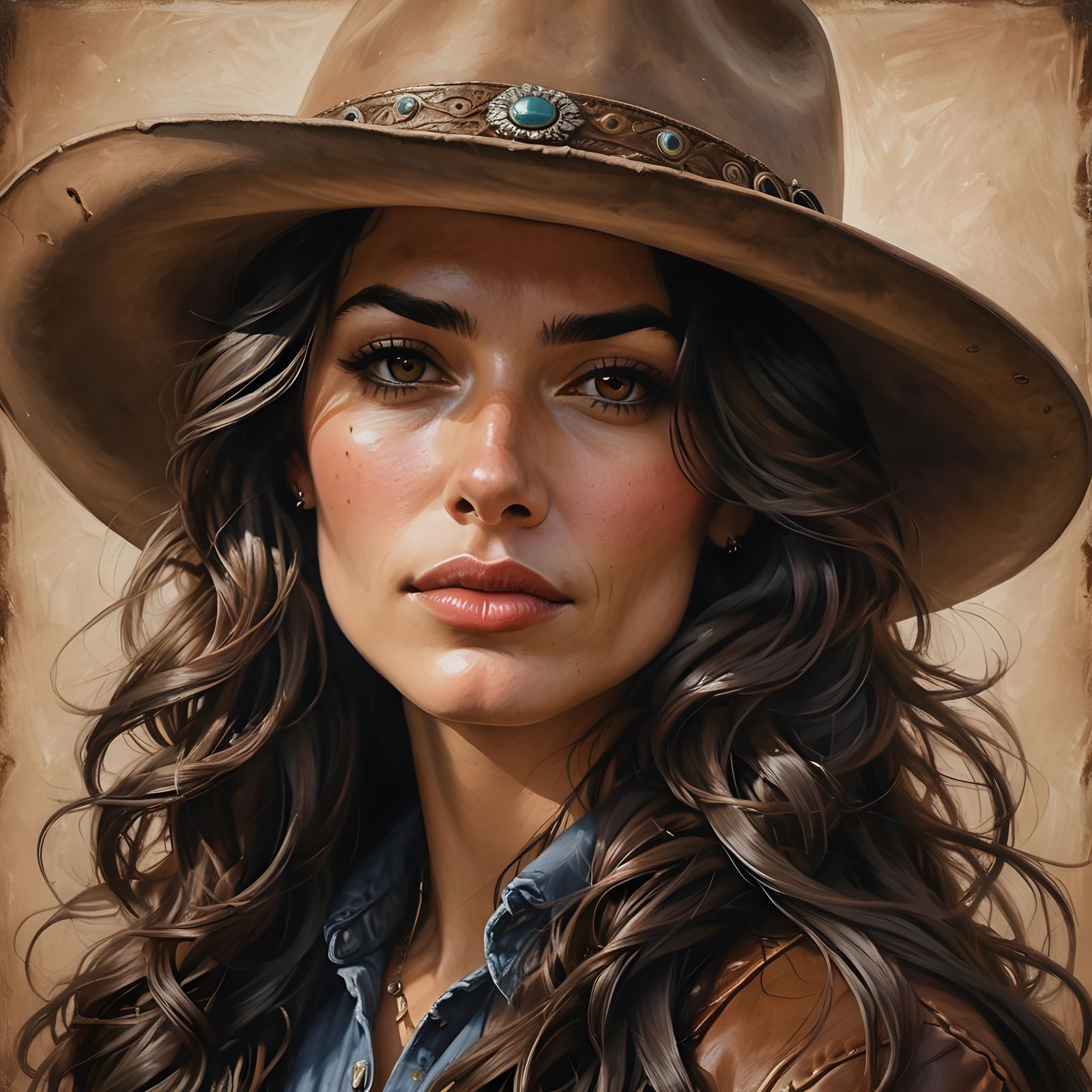 Hyperrealistic Italian Cowgirl Portrait