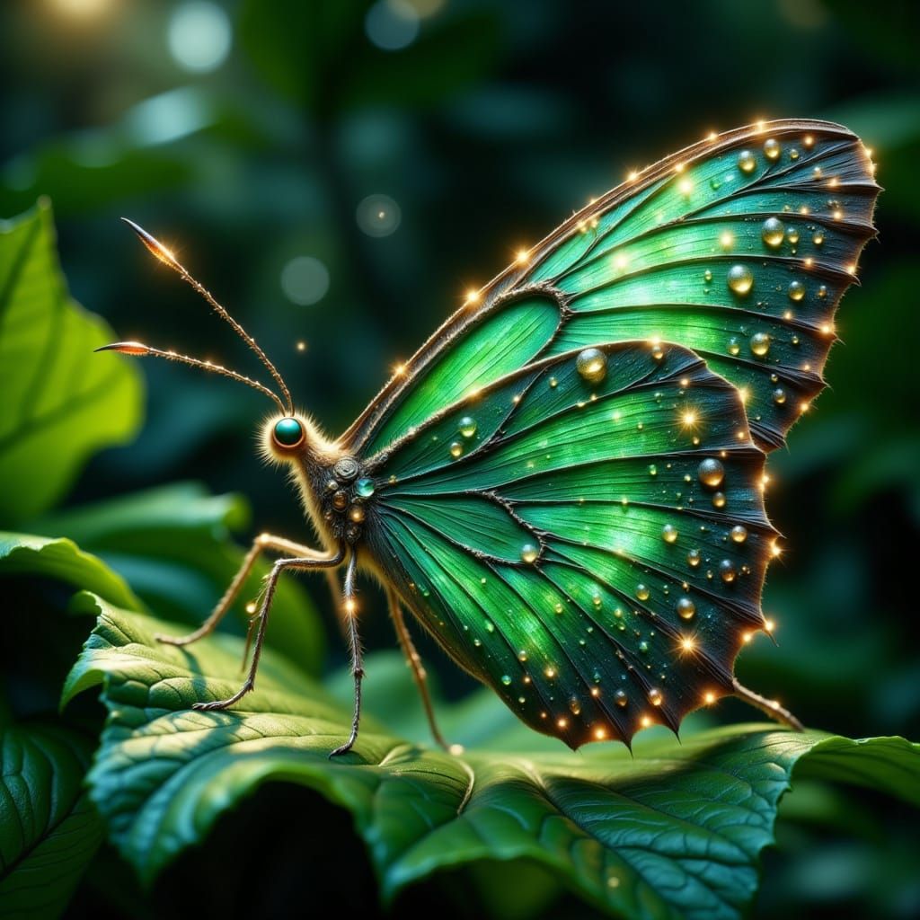 Green Malachite Butterfly Macro Shot