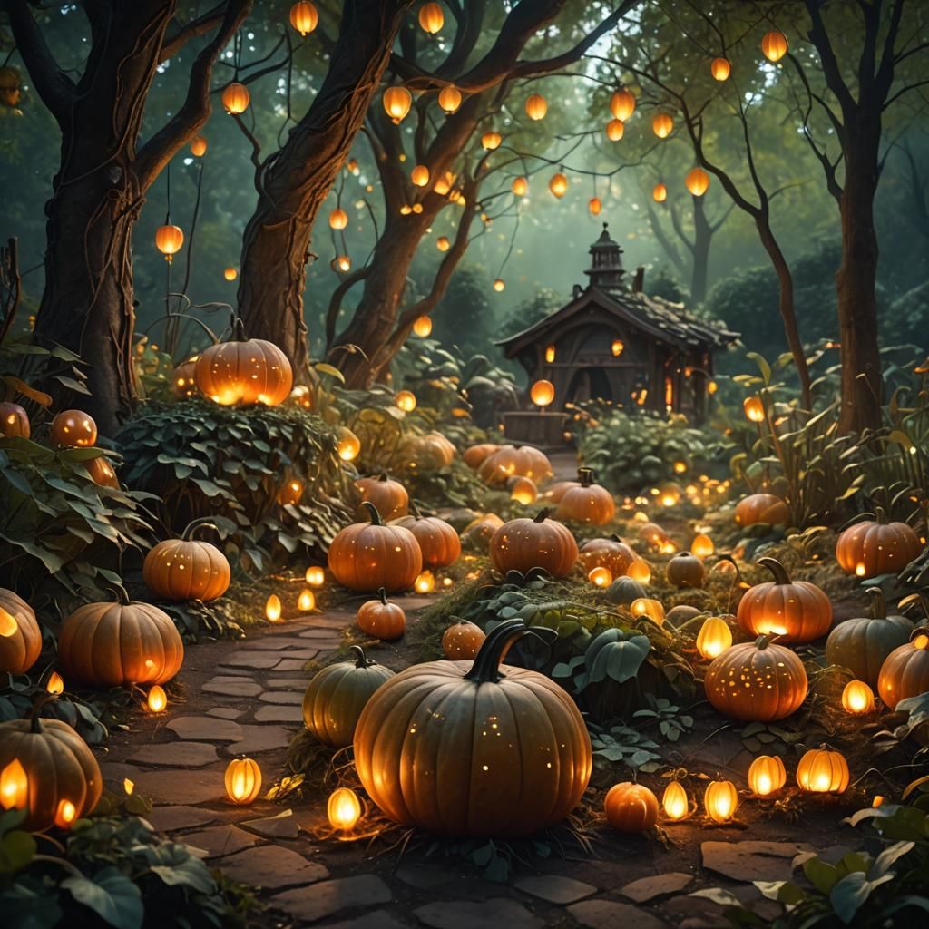 Enchanted Garden: Glowing Gourds in Wildlife Photography