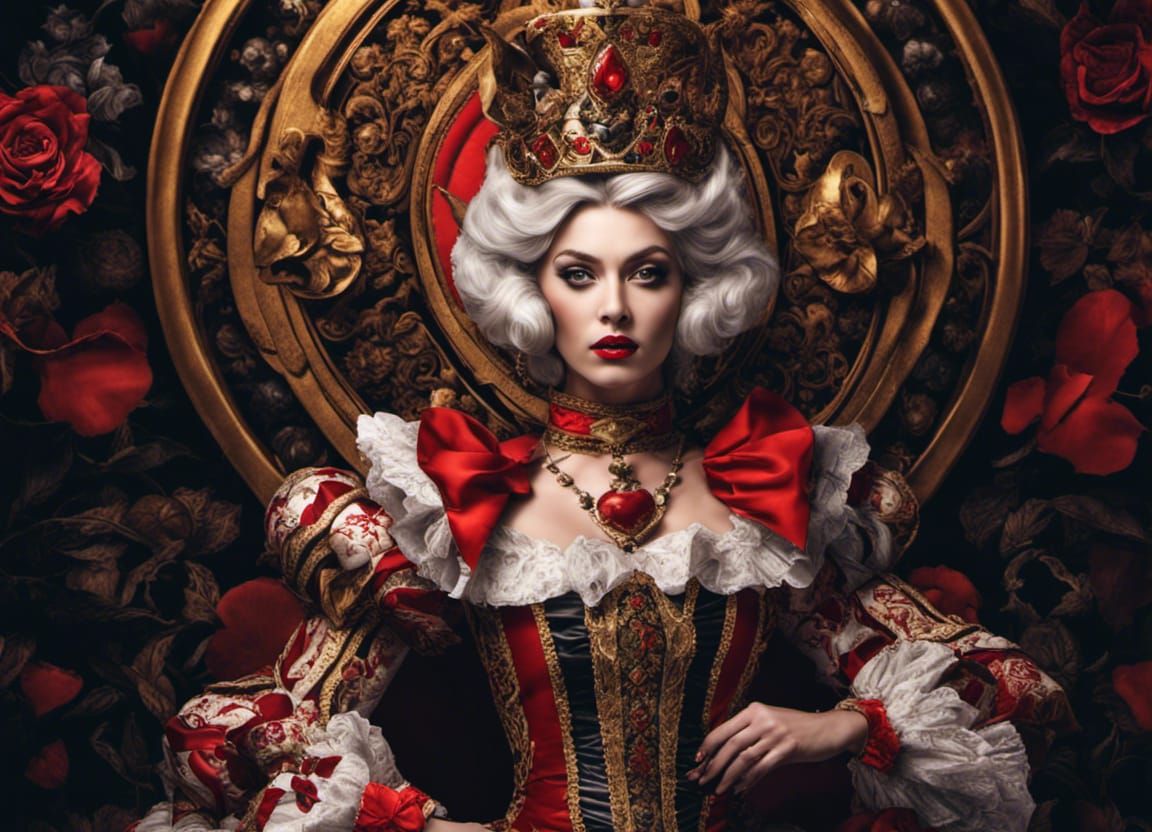 Queen of Hearts in Wonderland, Hyperrealistic 8k
