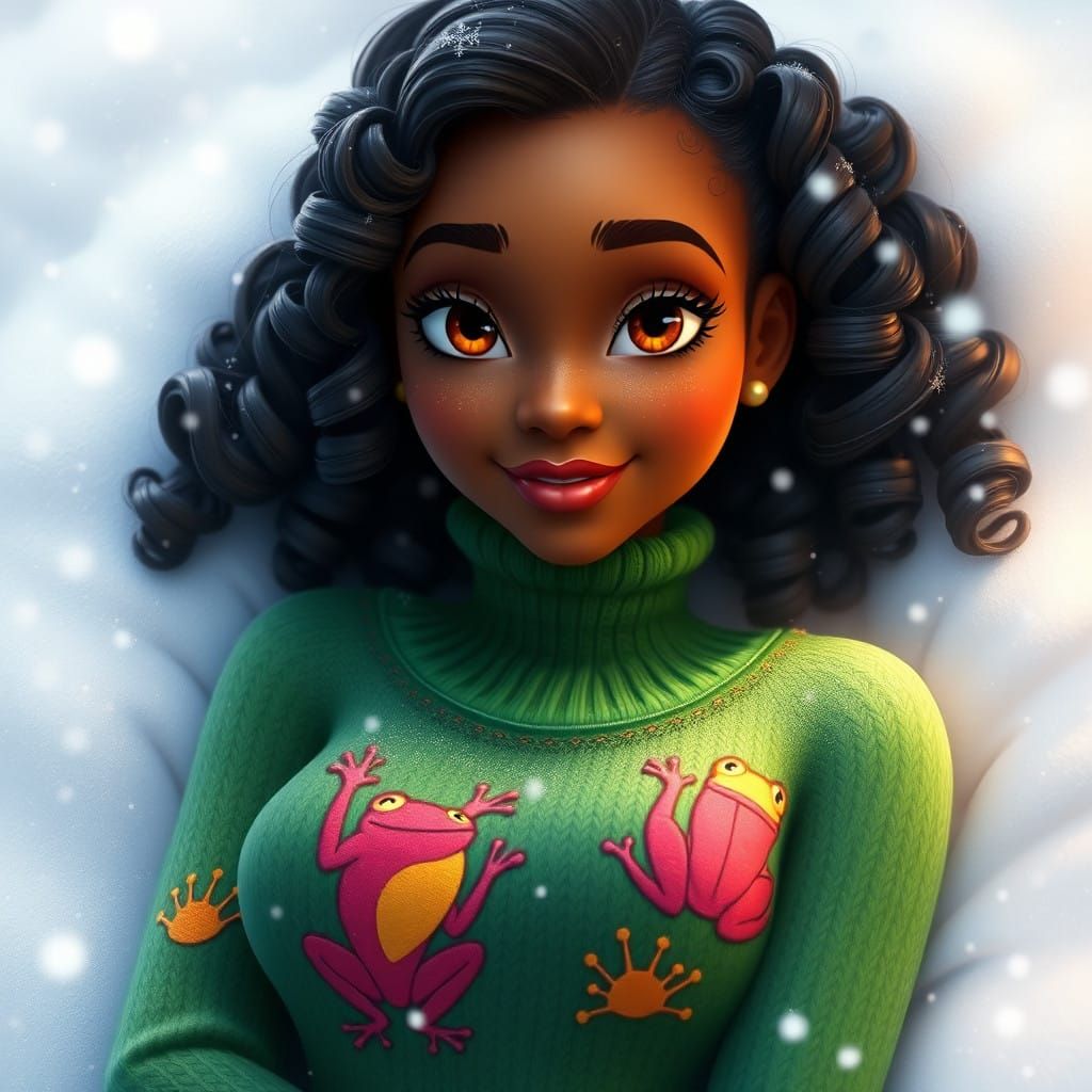 Vibrant Princess Tiana Wears Enchanted Green Sweater in Whim...