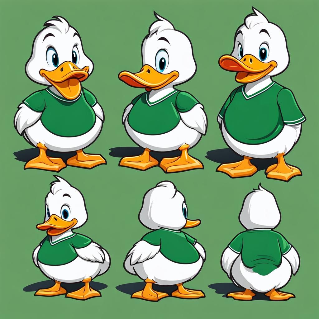 Cartoon White Duck Mascot in Flat Design