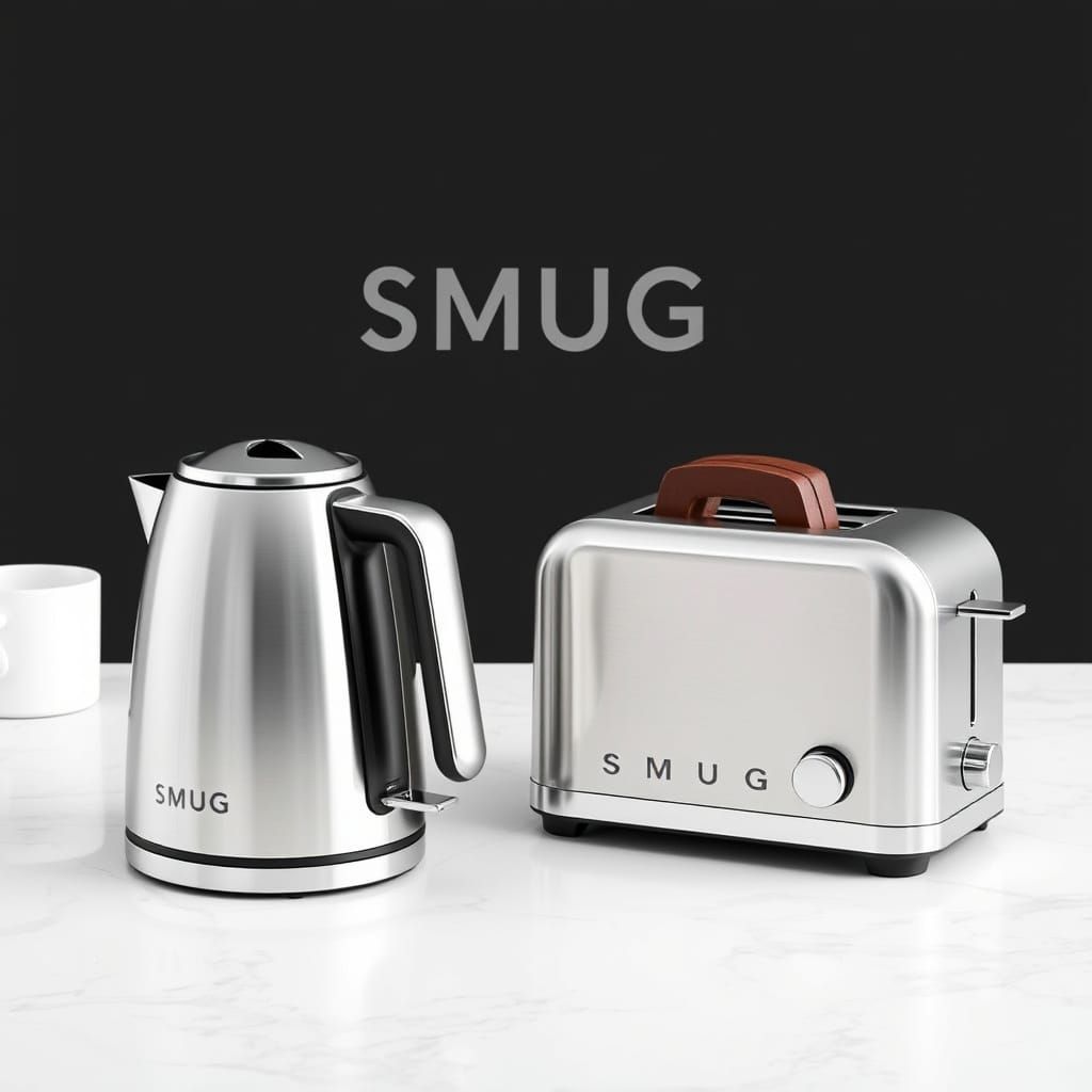 Modern Electric Kettle and Toaster Set in Stainless Steel wi...