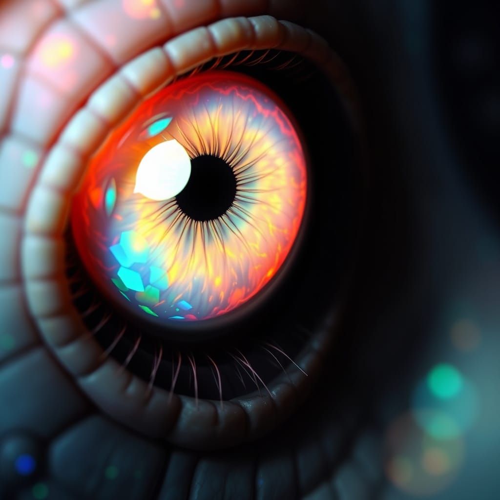 Opal Eye with Complementary Colors and Depth of Field