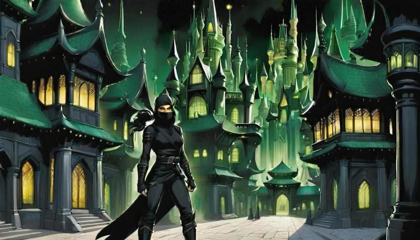 Hyperdetailed Ninja in Comic Art Style