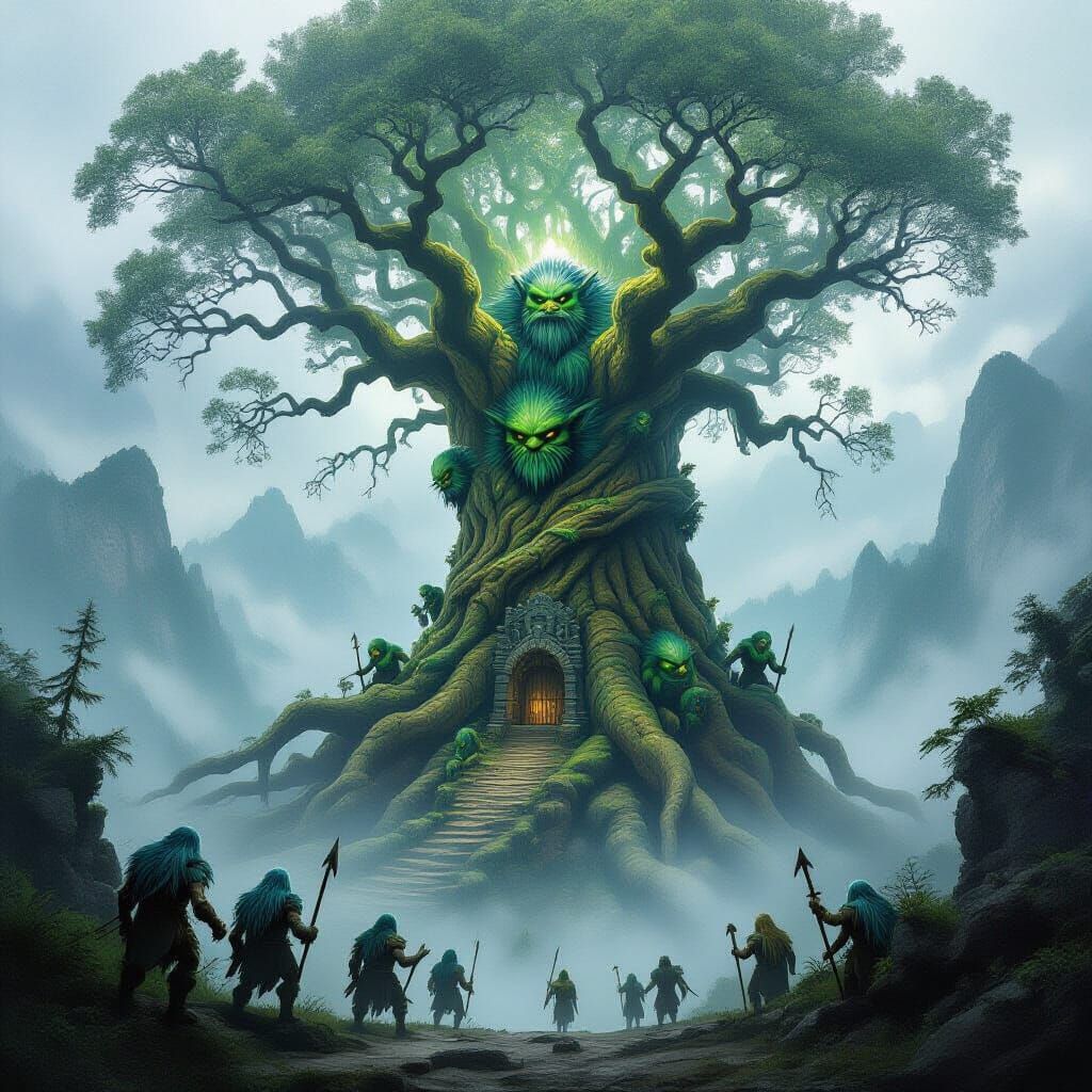 Troll Warriors Fortified in Giant Tree on Misty Mountain
