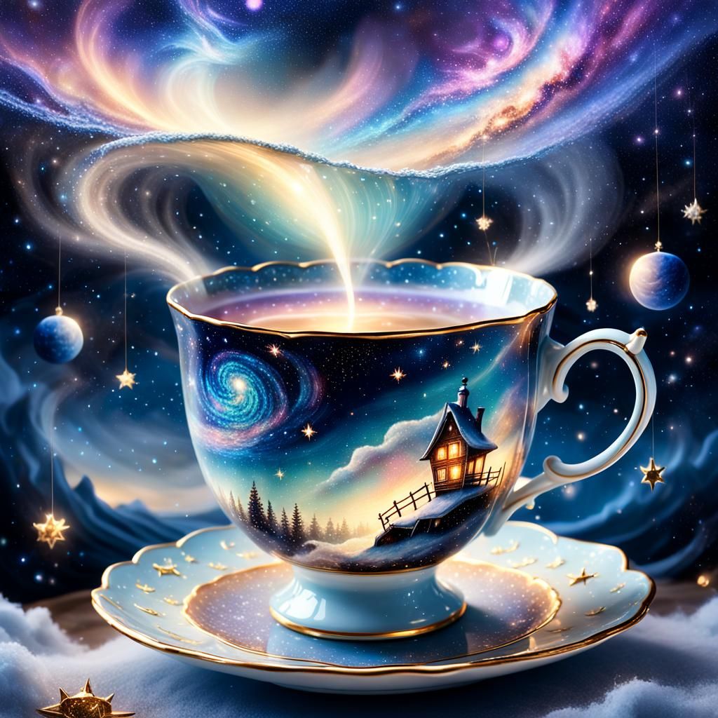 Teacup Among the Stars: Ethereal Celestial Fantasy