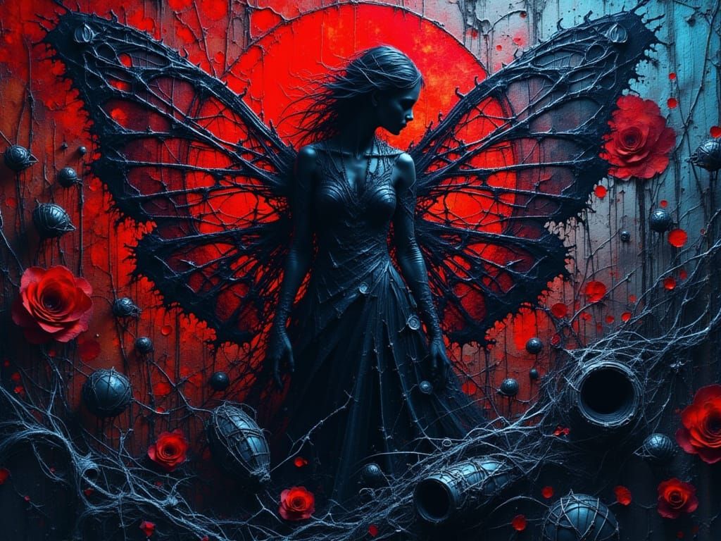 Dark Fairy in Barbed Wire Maze