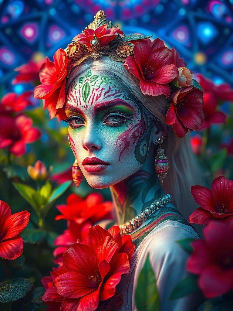 Mystical Floral Being in Dreamlike Hyperrealism