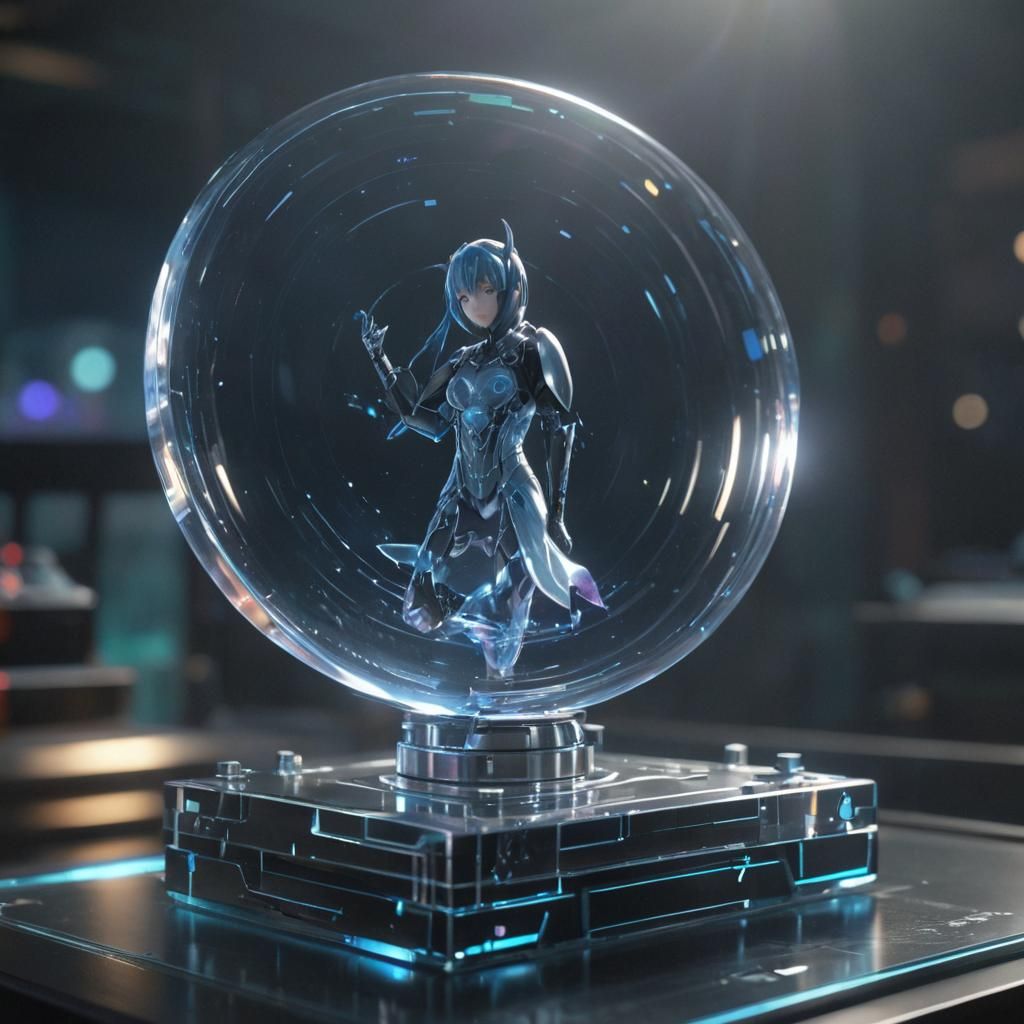 Futuristic Neon Hologram Shines on Transparent Glass Traktor...