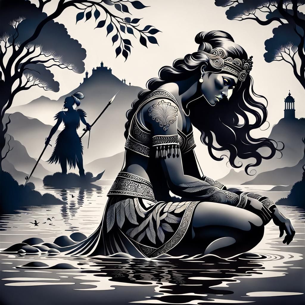 Victorian Silhouette of Amazon Warrior in Greece