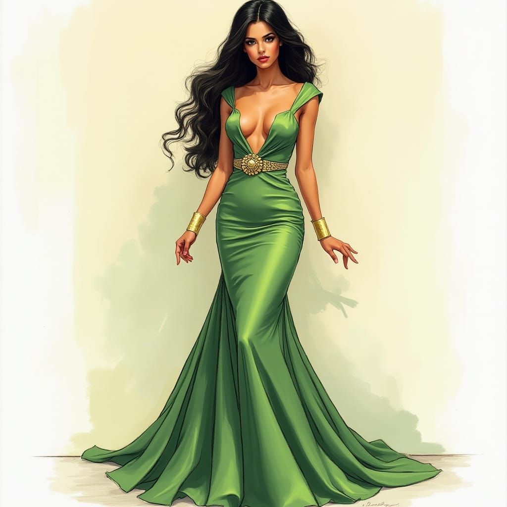 Glamorous Green Haute Couture Goddess