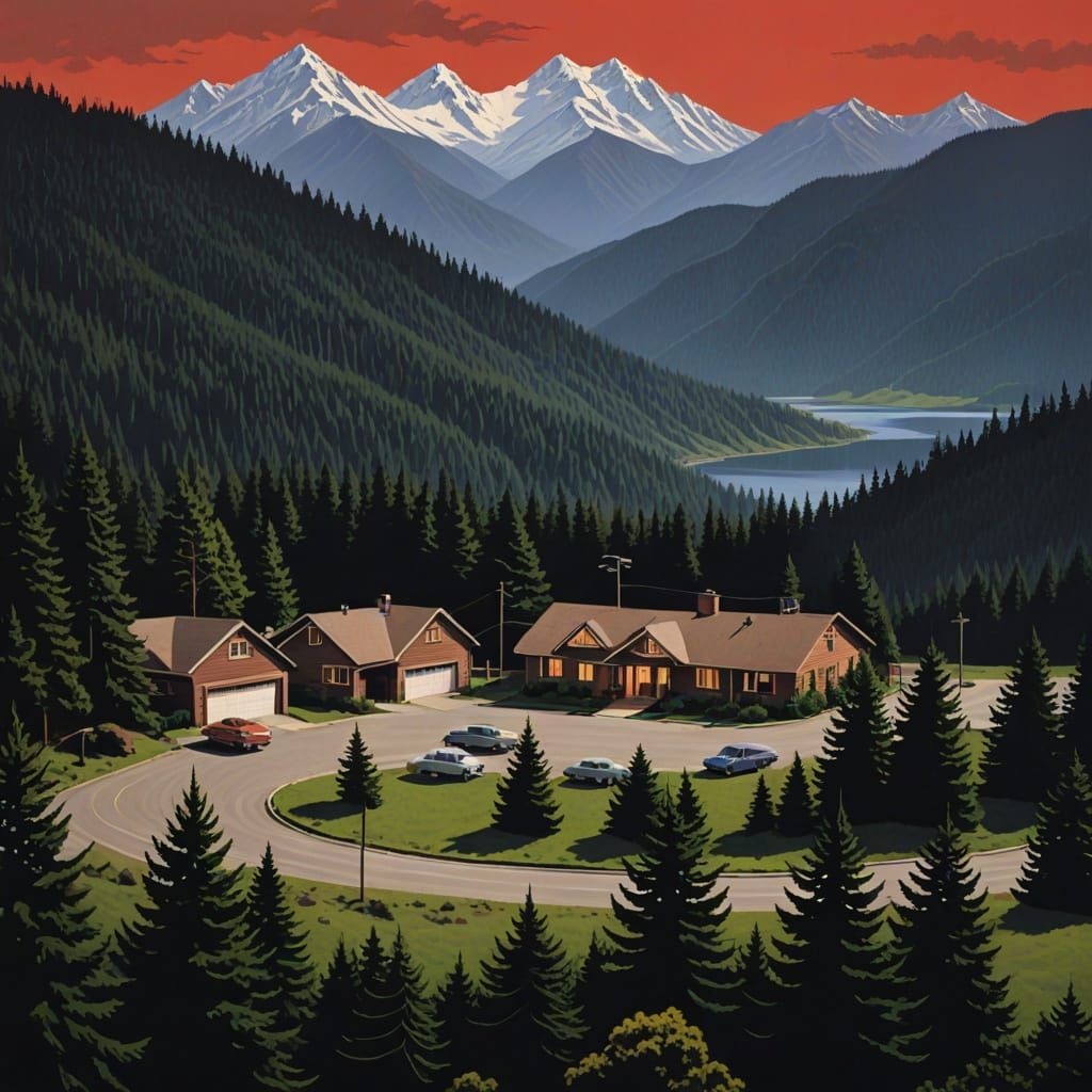 Surreal American Landscape in Neo-Expressionist Style