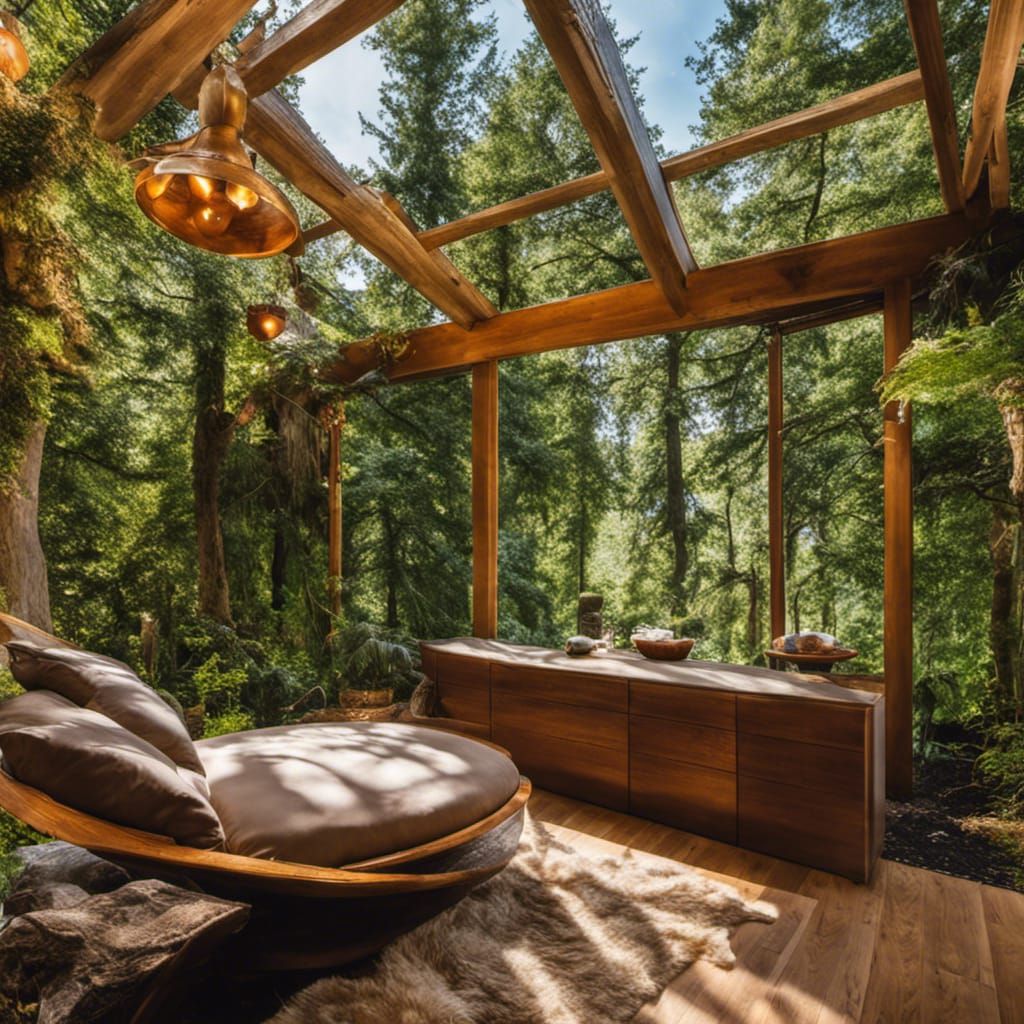 Bedroom in a Tree with Starry Sky, Watercolor Style