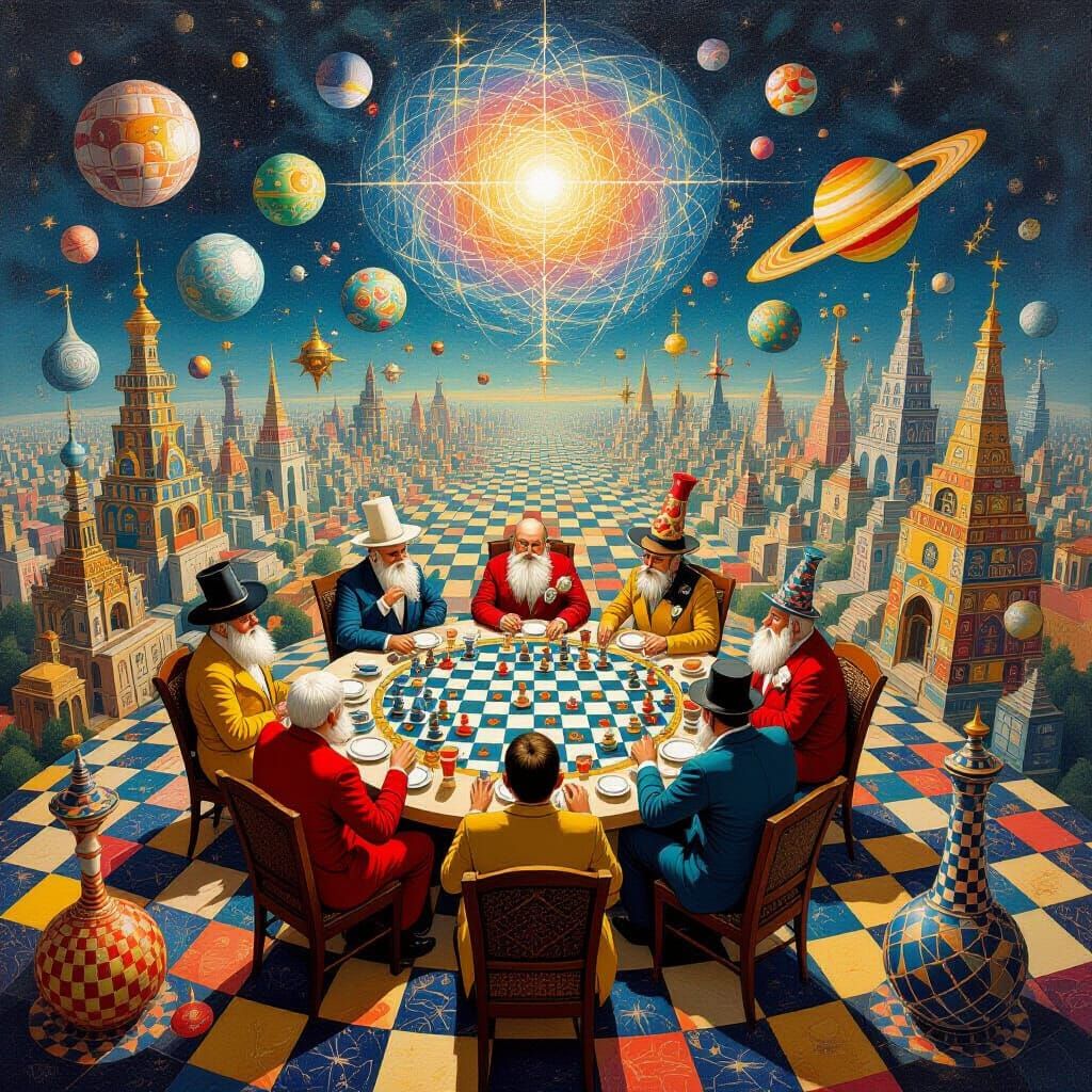 Aerial View of Psychedelic Art Utopia