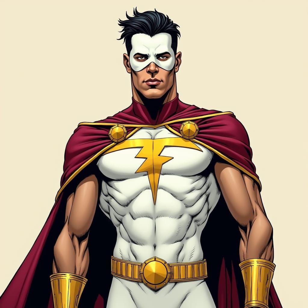 Dynamic Superhero in Comic Book Style
