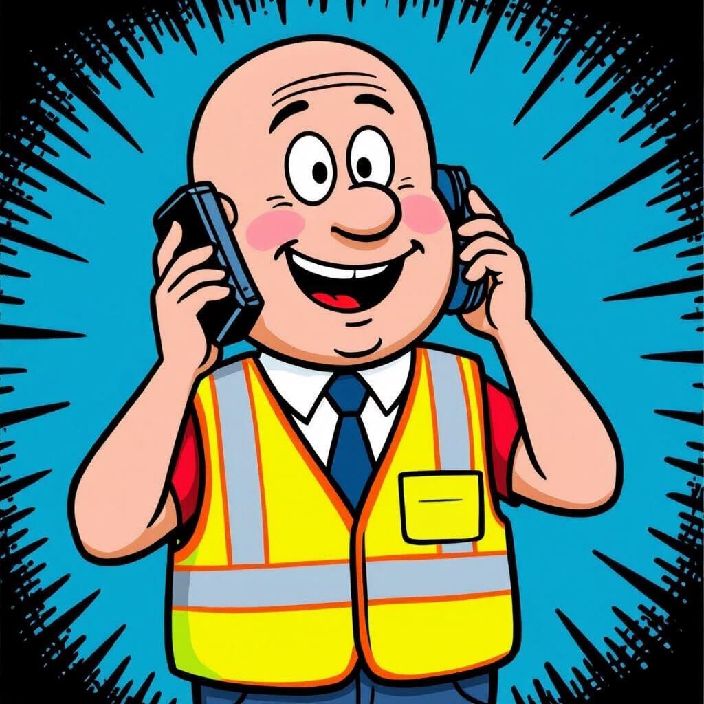 Bald Mr. Men Character in Cartoon Style