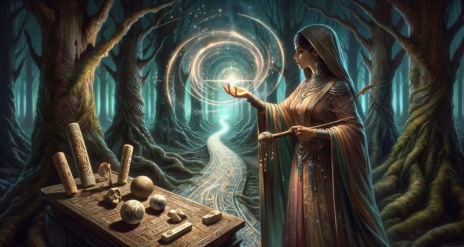 South Asian Bard Casting Find the Path Spell