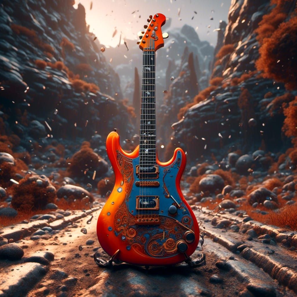 Hyperrealistic Electric Guitar in Detailed Matte Painting