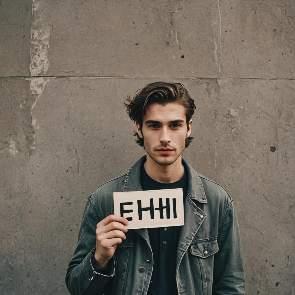 Grunge Style European Man with Plump Lips