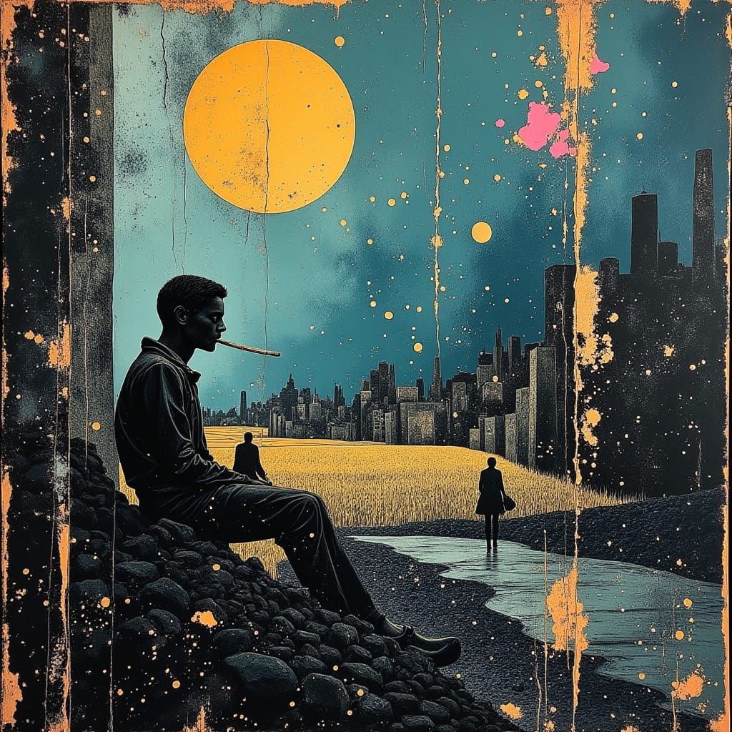 Abandoned Mine Town in a Haunting Cyberpunk Landscape