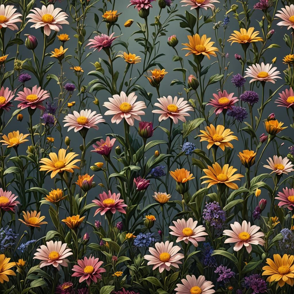 Fantastical Dollar Bill Flower in Detailed Digital Painting