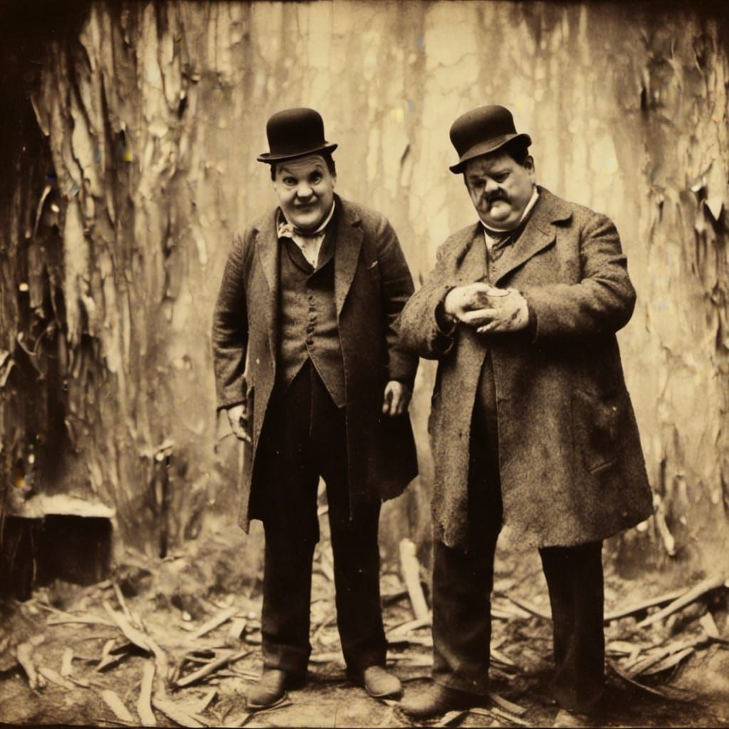 Laurel and Hardy in Macabre Godot Scene