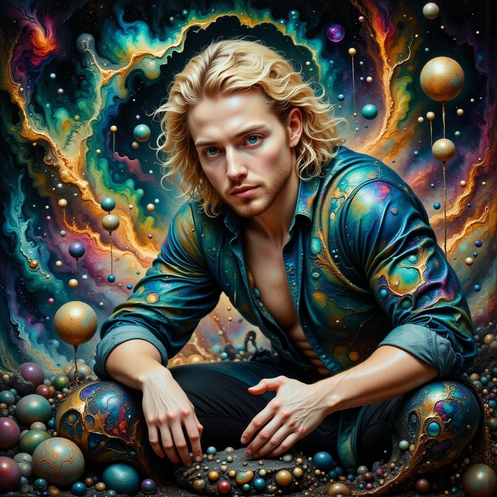 <lora:hyperkraximalismus:1.0> <lora:-Fluid Art-:1.0> A fairy mushroom house in an enchanted bioluminescent forest. Glowi...