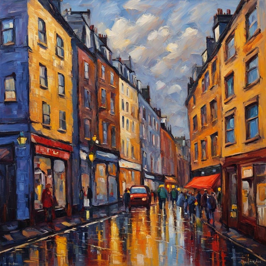 Dundee Cityscape in Neo-Impressionist Style