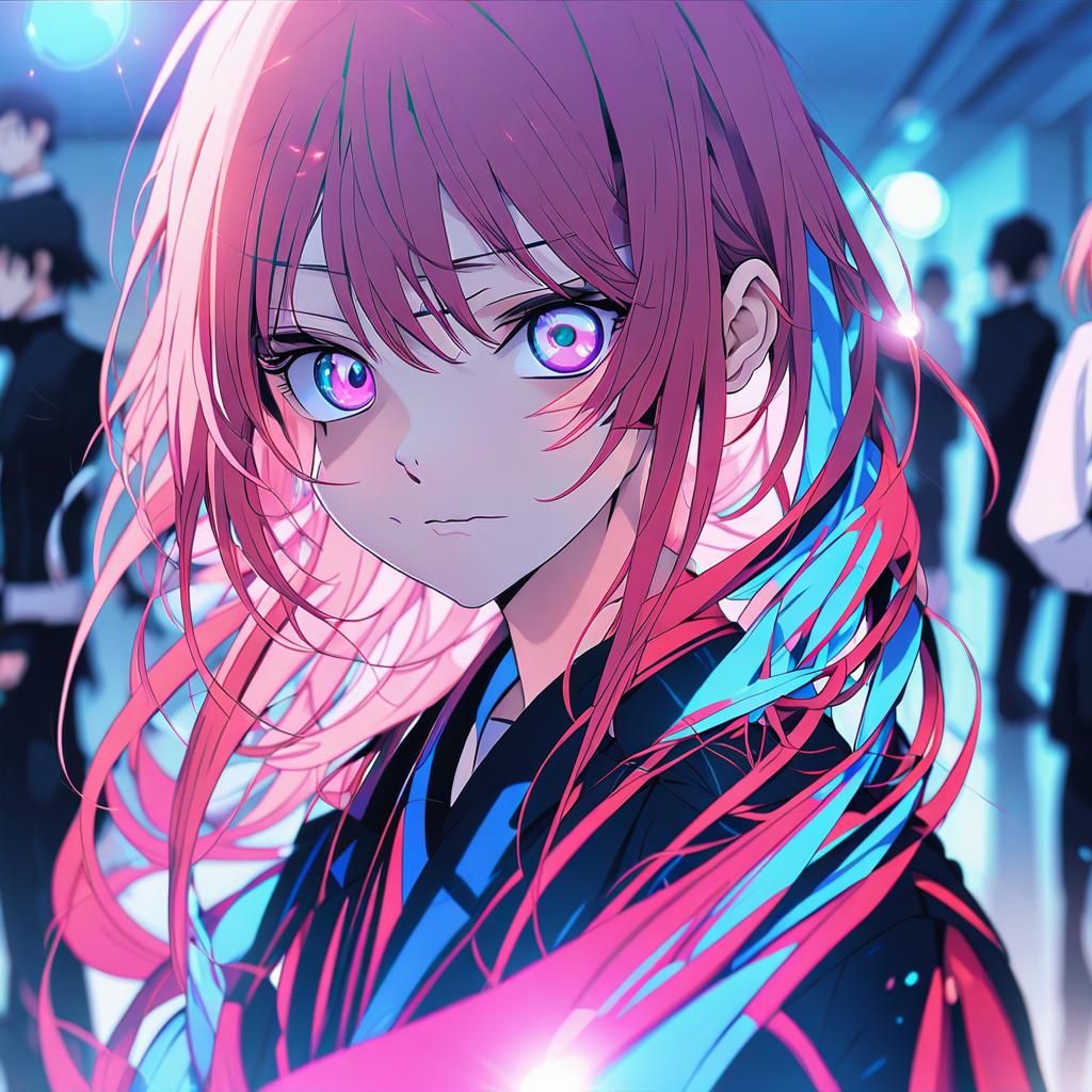 Issei and Rias in School Hallway, Anime Style