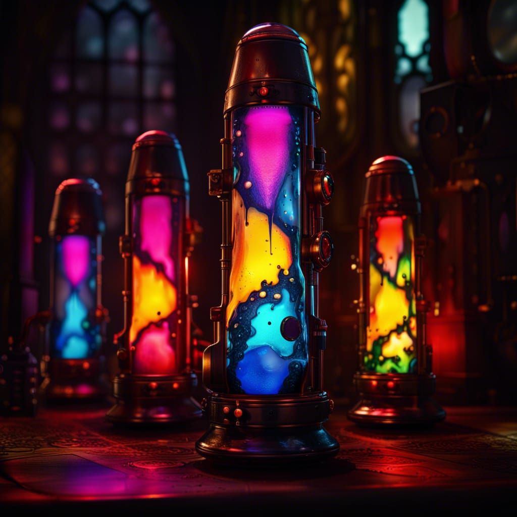 Steampunk Lava Lamps in Gothic Room, Splash Art
